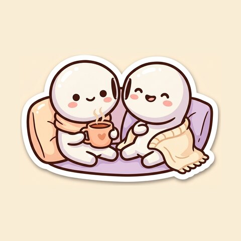 An earbud buddy pair relaxing on a break.